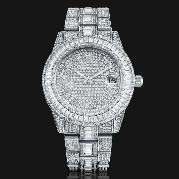 Golden stone studded diamond wrist watch for boys & men price