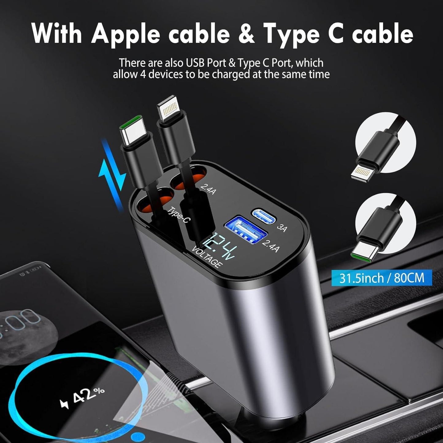 Retractable car charger price