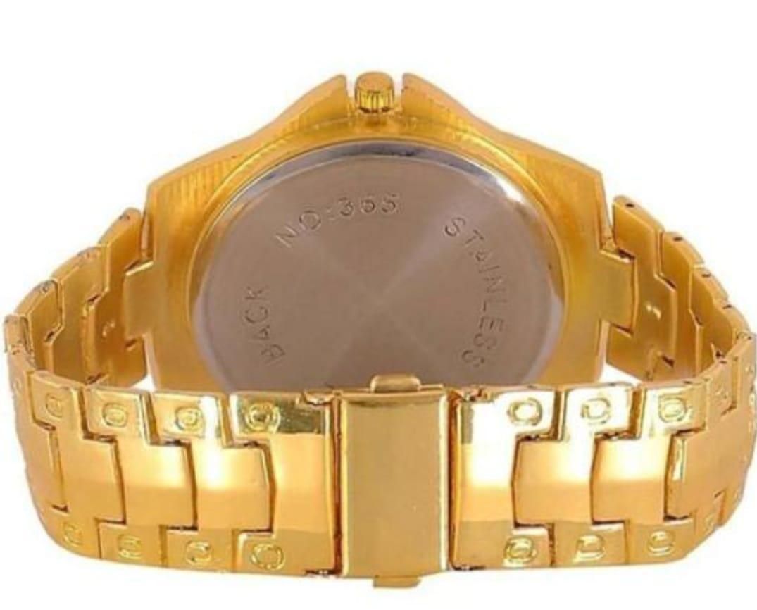 Golden stone studded diamond wrist watch for boys & men price